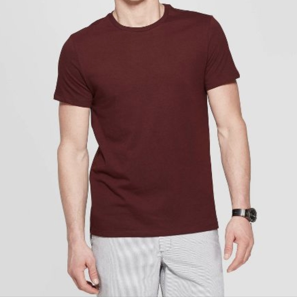 New Lyndale Men's Minimalist Normcore Outdoor Tee Maroon M Tall Layering Fall